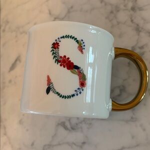 Opalhouse Floral Initial Mug with Gold Handle